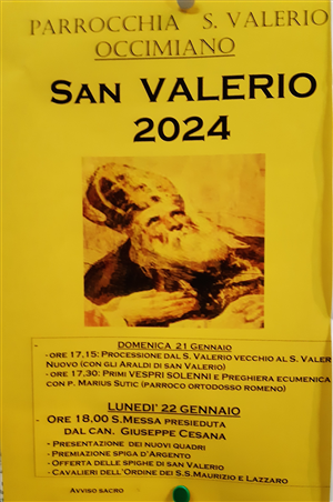 Santo Patrono San Valerio - domenica 21 gennaio 2024 e lunedì 22