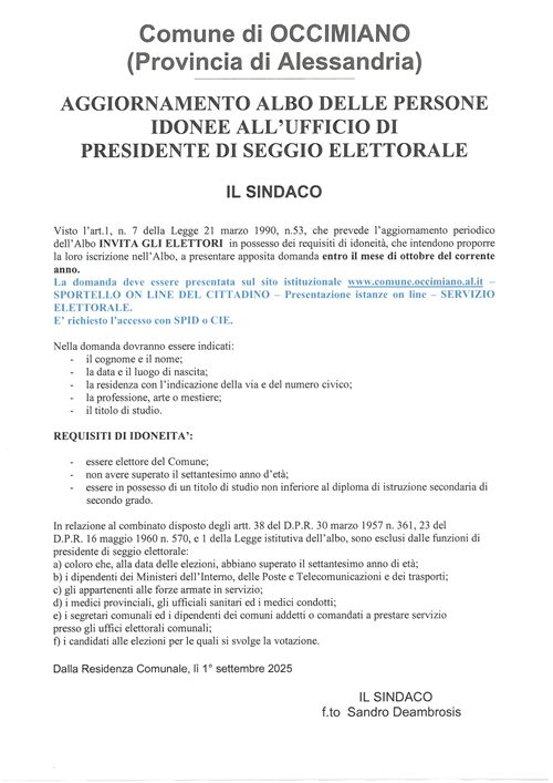Albo Presidenti di Seggio Elettorale