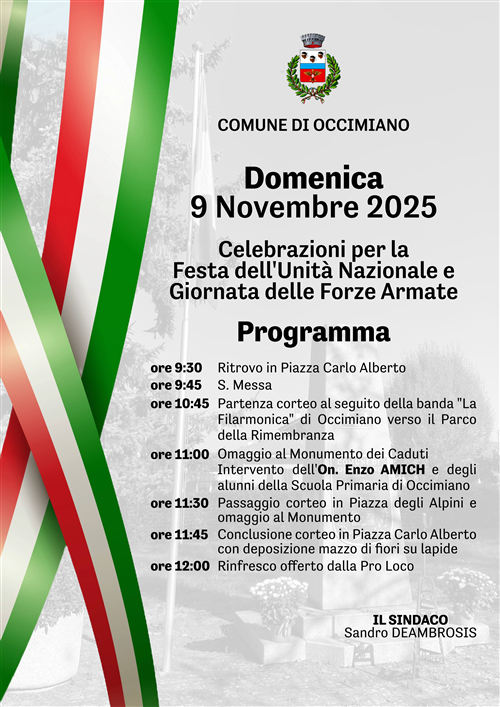 Commemorazione IV Novembre: Giornata dell'Unità Nazionale e Giornata delle Forze Armate